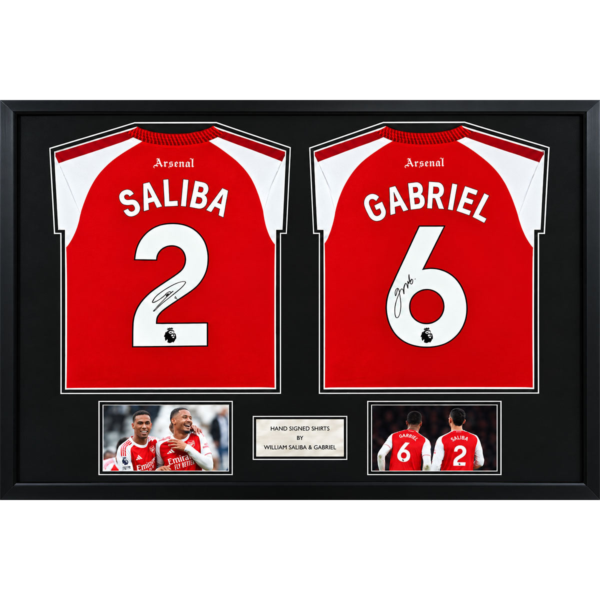 William Saliba and Gabriel Magalhães Signed and Dual Framed Arsenal 2026/2027 Home Shirt