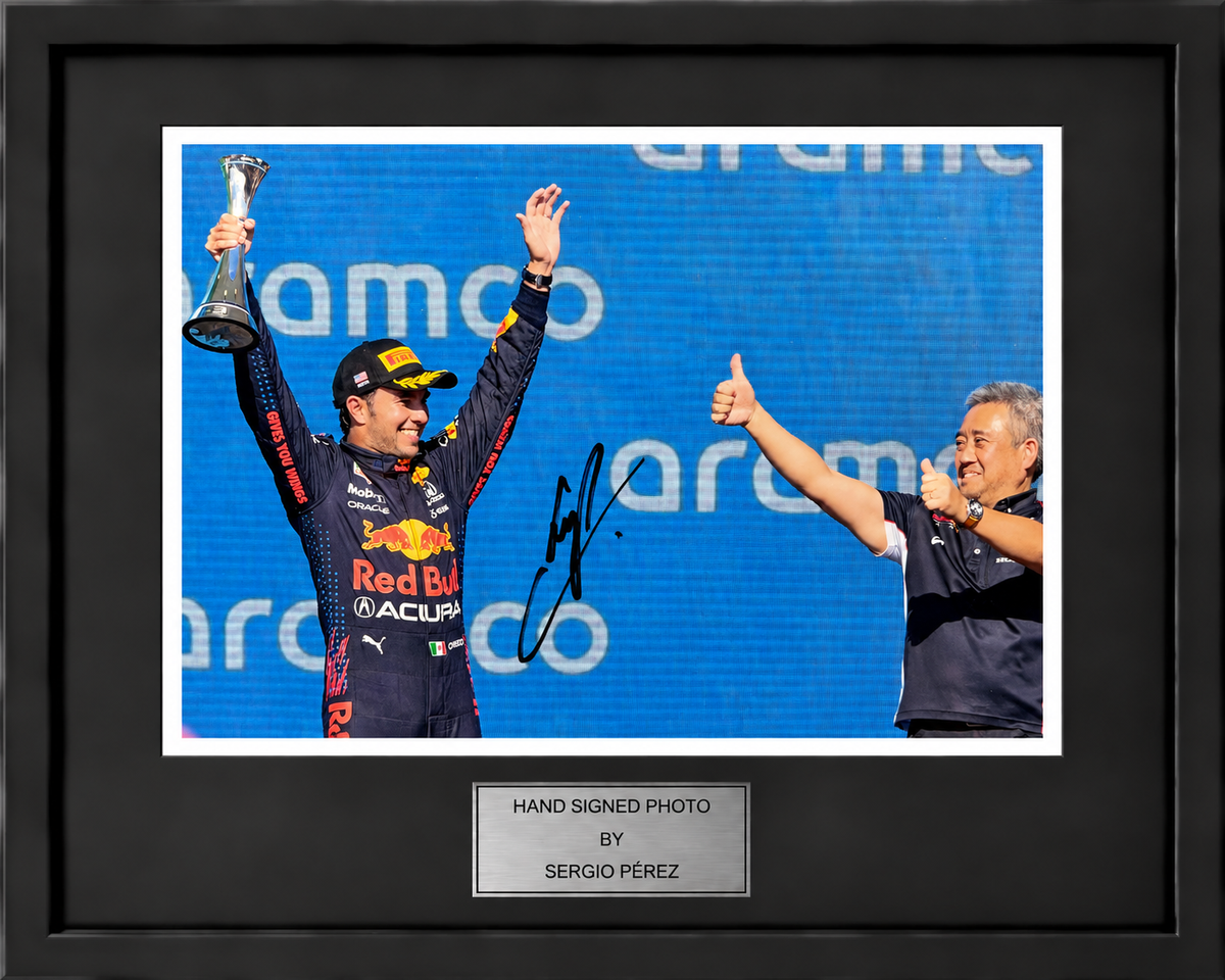 Sergio Pérez Signed and Framed A4 Photo