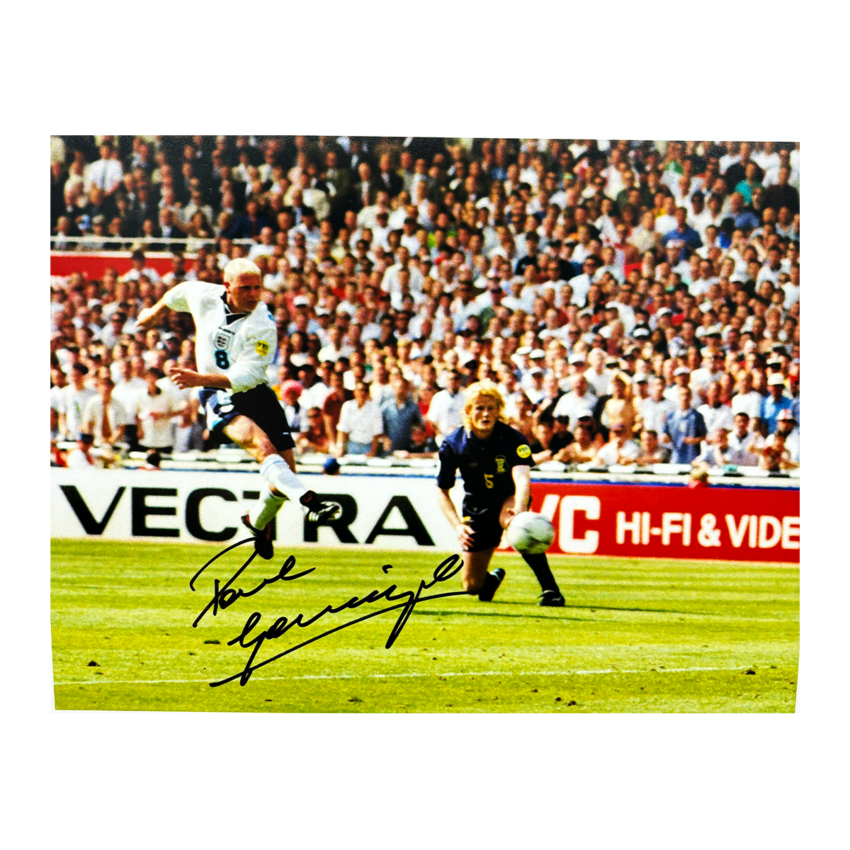 Paul Gascoigne Signed England A4 Photo
